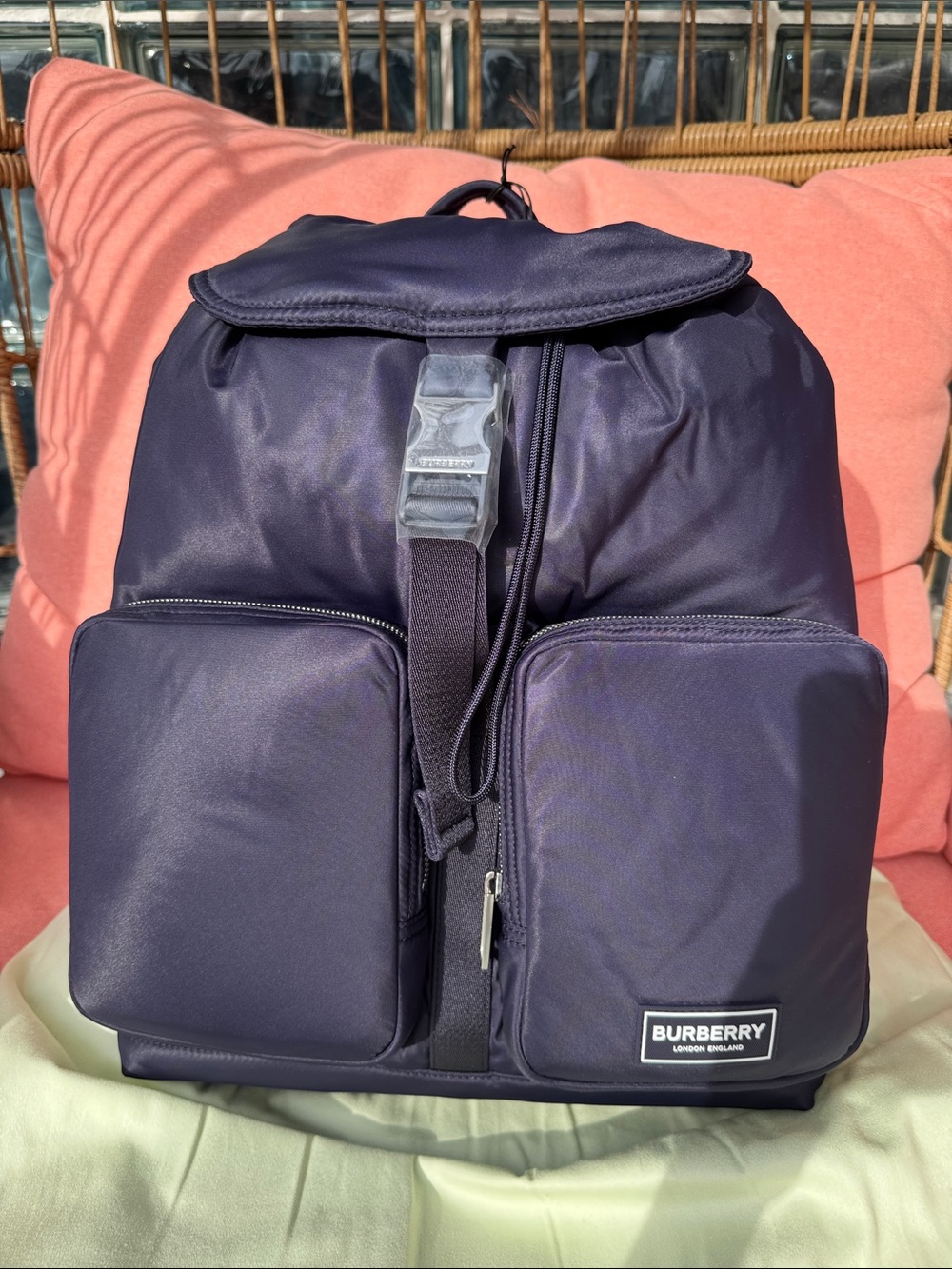 Brand new Burberry logo Medium Nylon backpack